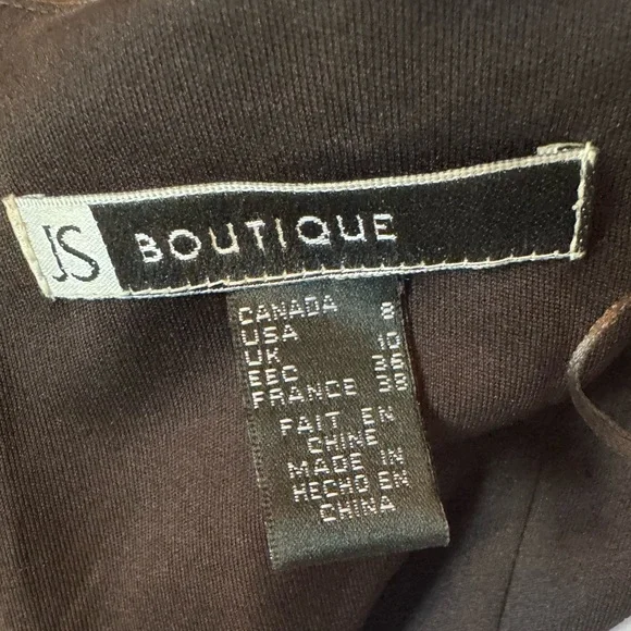 JS Boutique Elegant Cream & Brown Floral Halter Beaded Neckline Mermaid Dress 8 - Picture 6 of 6